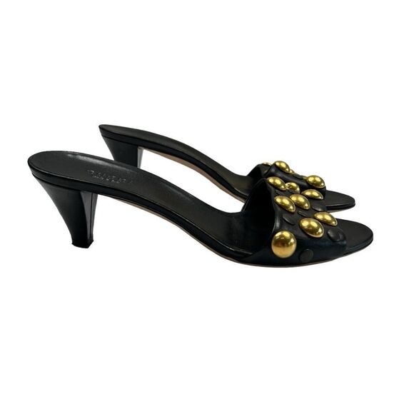 Gucci Babouska Studded Kitten Heel Black Leather Size 6.5 - Picture 1 of 14